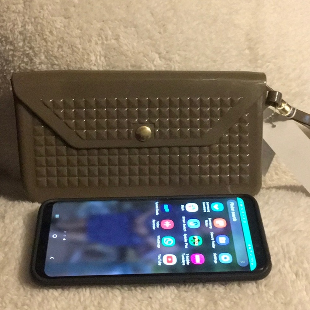 Brown Studded Jelly wristlet